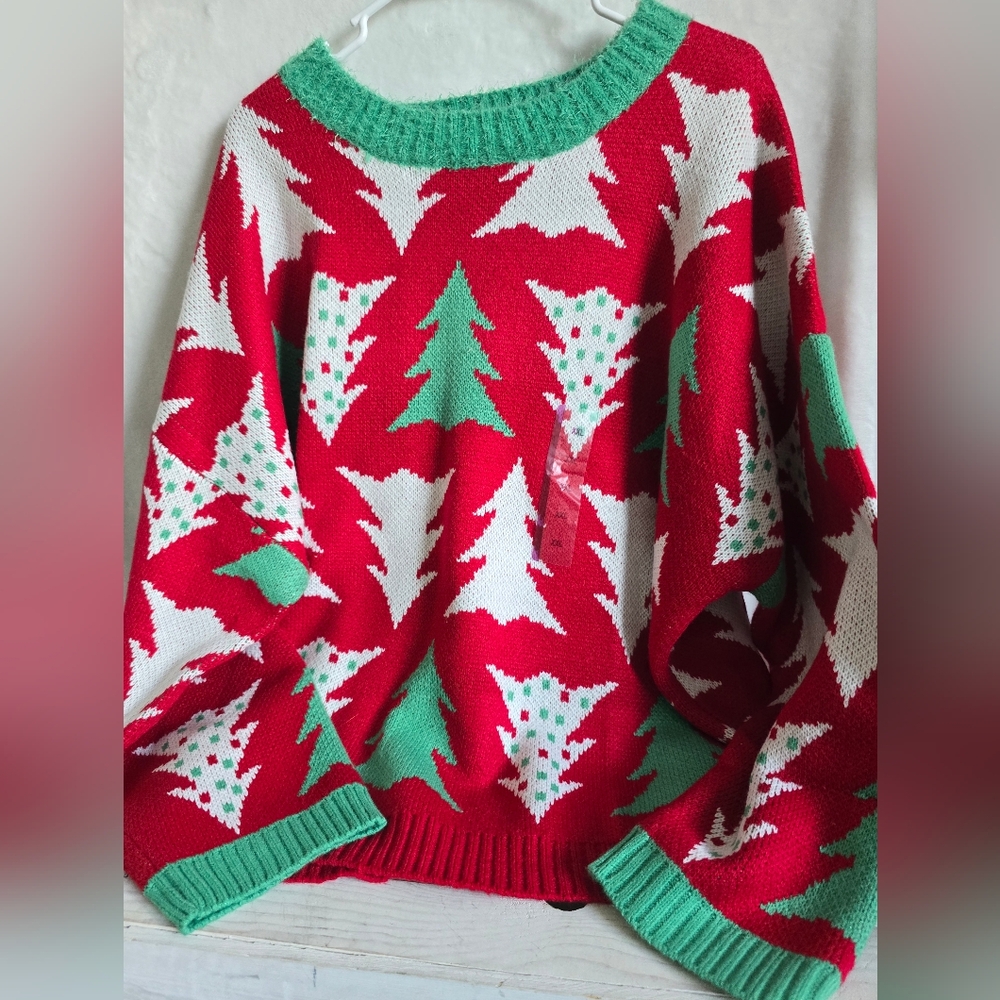 33 Degrees Christmas Sweater Trees Acrylic Blend Soft New Sz 2XL